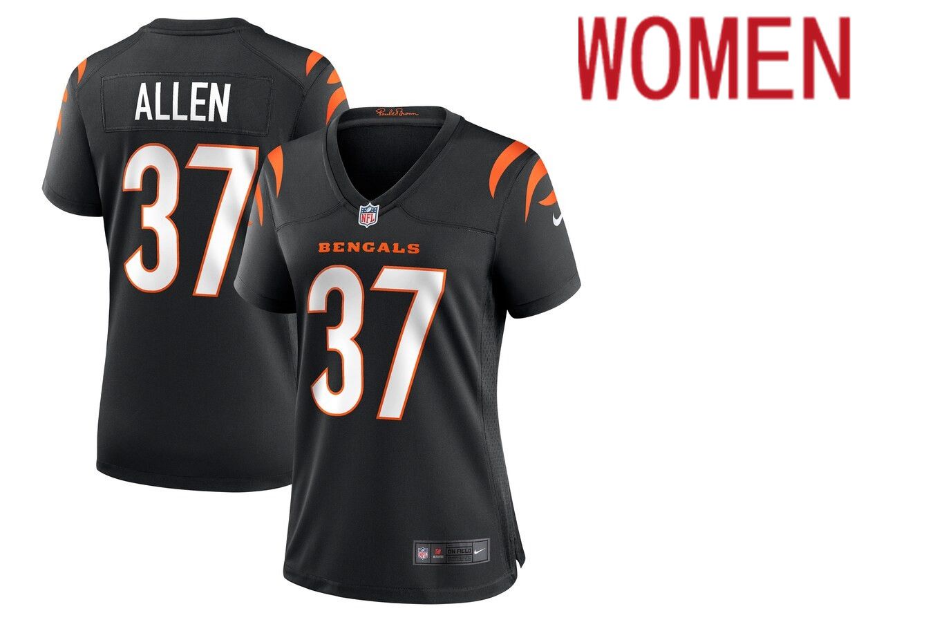 Women Cincinnati Bengals #37 Ricardo Allen Nike Black Game NFL Jersey->women nfl jersey->Women Jersey